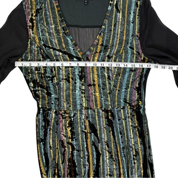 Romeo & Juliet Couture Velvet Mesh Maxi Dress Multicolor Metallic Size Medium - Picture 12 of 15